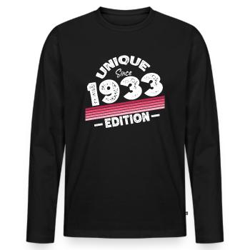 Unique depuis 1933 Edition Anniversaire Millésime 1933 - T-shirt manches longues Premium bio Homme - noir - Devant - Nico (187cm)