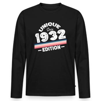 Unique depuis 1932 Edition Anniversaire Millésime 1932 - T-shirt manches longues Premium bio Homme - noir - Devant - Nico (187cm)