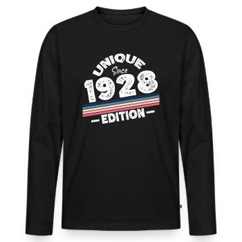 Unique Since 1928 Edition Birthday Vintage 1928 - Men's Premium Organic Long Sleeve Shirt - black - Front - Nico (187cm)
