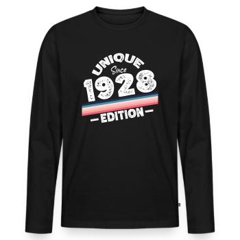 Unique Since 1928 Edition Birthday Vintage 1928 - Men's Premium Organic Long Sleeve Shirt - black - Front - Nico (187cm)