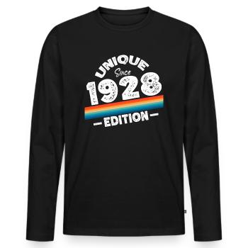 Unique Since 1928 Edition Birthday Vintage 1928 - Men's Premium Organic Long Sleeve Shirt - black - Front - Nico (187cm)