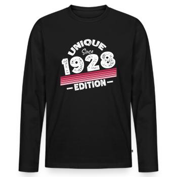 Unique Since 1928 Edition Birthday Vintage 1928 - Men's Premium Organic Long Sleeve Shirt - black - Front - Nico (187cm)