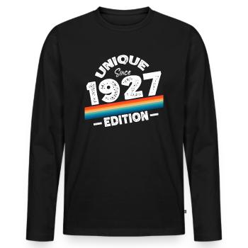 Unique depuis 1927 Edition Anniversaire Millésime 1927 - T-shirt manches longues Premium bio Homme - noir - Devant - Nico (187cm)