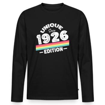 Unique Since 1926 Edition Birthday Vintage 1926 - Men's Premium Organic Long Sleeve Shirt - black - Front - Nico (187cm)
