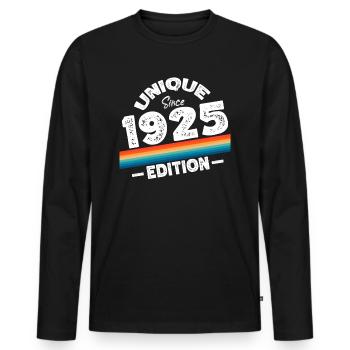 Unique seit 1925 Edition Geburtstag Vintage 1925 - Männer Premium Bio Langarmshirt - Schwarz - Vorne - Nico (187cm)