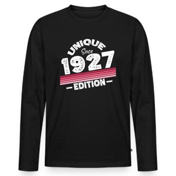 Unique depuis 1927 Edition Anniversaire Millésime 1927 - T-shirt manches longues Premium bio Homme - noir - Devant - Nico (187cm)