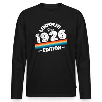 Unique Since 1926 Edition Birthday Vintage 1926 - Men's Premium Organic Long Sleeve Shirt - black - Front - Nico (187cm)