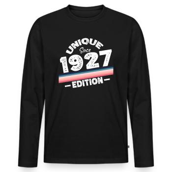 Unique depuis 1927 Edition Anniversaire Millésime 1927 - T-shirt manches longues Premium bio Homme - noir - Devant - Nico (187cm)