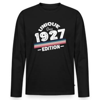 Unique Since 1927 Edition Birthday Vintage 1927 - Men's Premium Organic Long Sleeve Shirt - black - Front - Nico (187cm)