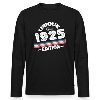Unique seit 1925 Edition Geburtstag Vintage 1925 - Männer Premium Bio Langarmshirt - Schwarz - Vorne - Nico (187cm)