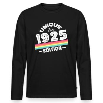 Unique seit 1925 Edition Geburtstag Vintage 1925 - Männer Premium Bio Langarmshirt - Schwarz - Vorne - Nico (187cm)