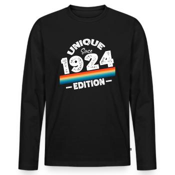 Unique since 1924 Edition Birthday Vintage 1924 - Men's Premium Organic Long Sleeve Shirt - black - Front - Nico (187cm)