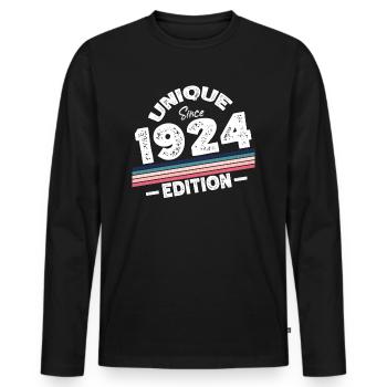 Unique depuis 1924 Edition Anniversaire Vintage 1924 - T-shirt manches longues Premium bio Homme - noir - Devant - Nico (187cm)