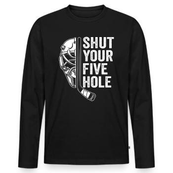 shut your five hole - T-shirt manches longues Premium bio Homme - noir - Devant - Nico (187cm)