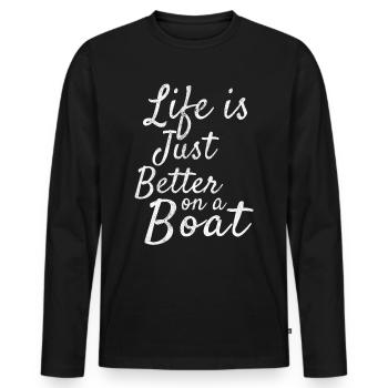 Bateau à voile - T-shirt manches longues Premium bio Homme - noir - Devant - Nico (187cm)