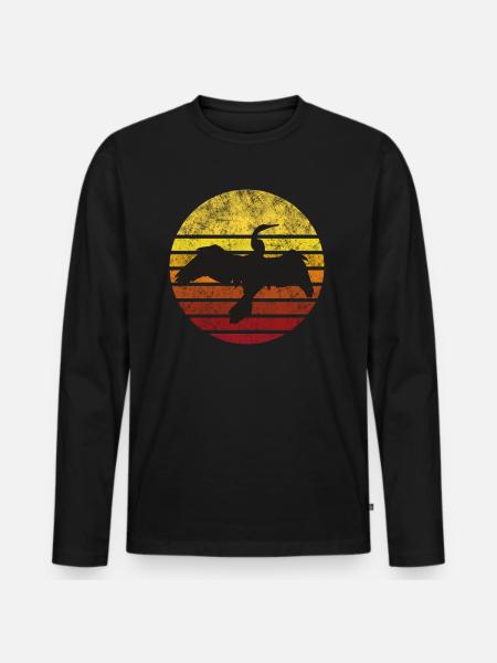 Kormoran im Sonnenuntergang - Männer Premium Bio Langarmshirt - Schwarz