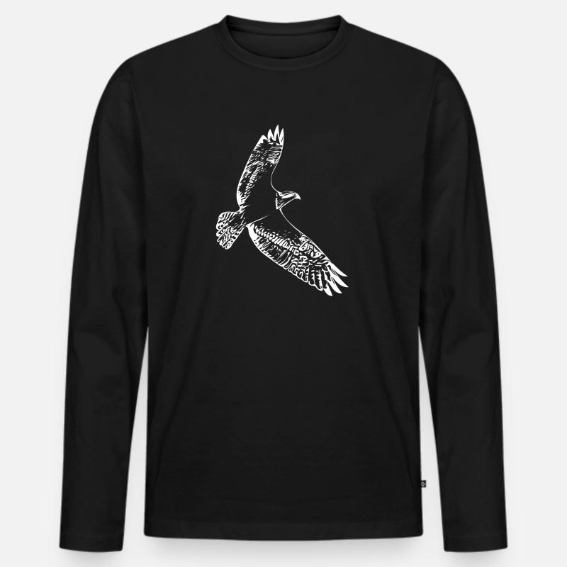 Falke im Flug - Männer Premium Bio Langarmshirt - Schwarz