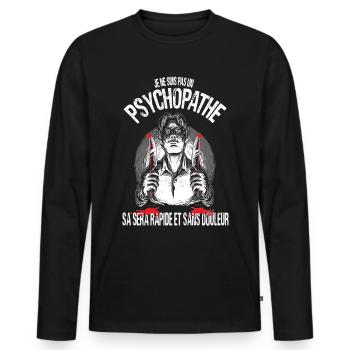 je ne suis pas un psychopathe - T-shirt manches longues Premium bio Homme - noir - Devant - Nico (187cm)