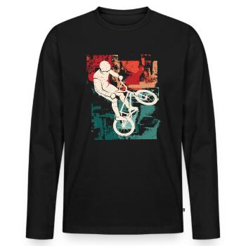 BMX Bike Stunts Vintage BMX Cycliste - T-shirt manches longues Premium bio Homme - noir - Devant - Nico (187cm)