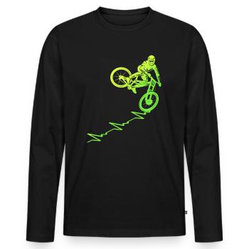 Mountain Bike Pulslinie Fahrrad Mountainbike - Männer Premium Bio Langarmshirt - Schwarz - Vorne - Nico (187cm)