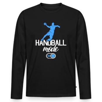 Handballer Handball Spieler Mode Handballspieler - Männer Premium Bio Langarmshirt - Schwarz - Vorne - Nico (187cm)