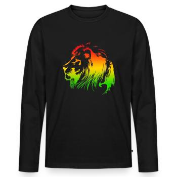Reggae Roots Lion Jamaica Rastafari Love Riddim - Men's Premium Organic Long Sleeve Shirt - black - Front - Nico (187cm)