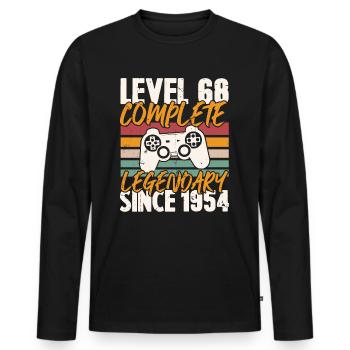 Niveau 68 Complet Vintage Anniversaire 68 Ans - T-shirt manches longues Premium bio Homme - noir - Devant - Nico (187cm)
