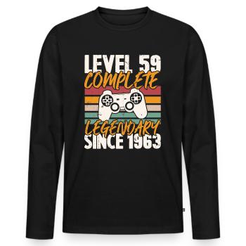 Niveau 59 Complet Vintage Anniversaire 59 Ans - T-shirt manches longues Premium bio Homme - noir - Devant - Nico (187cm)