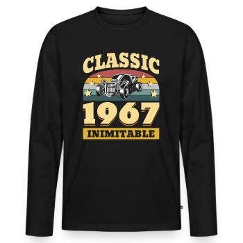 Classique Depuis 1967 - Anniversaire 55 Ans - T-shirt manches longues Premium bio Homme - noir - Devant - Nico (187cm)