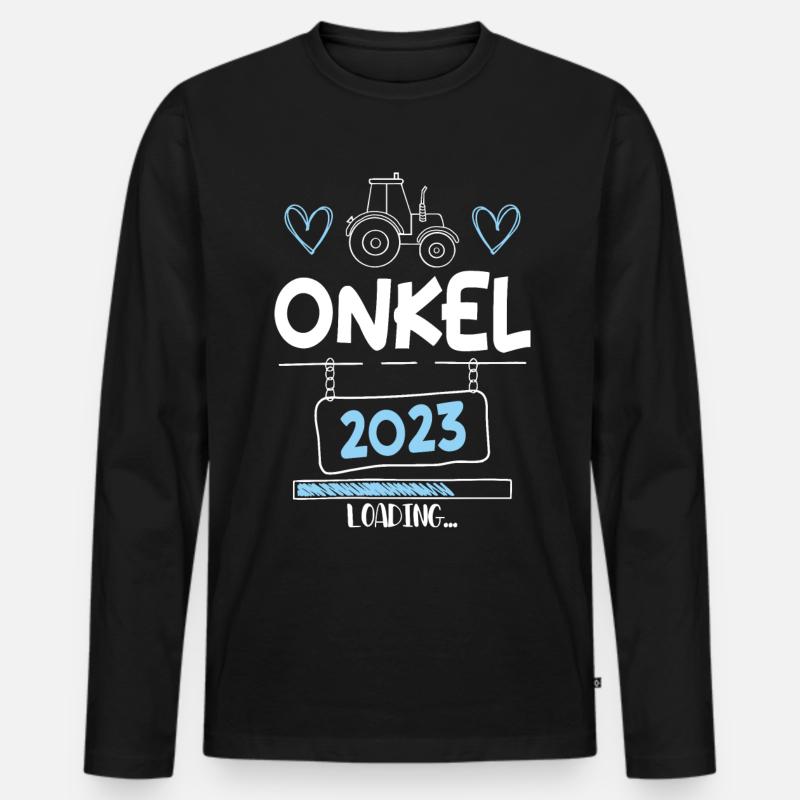 Onkel 2023 Loading - Männer Premium Bio Langarmshirt - Schwarz