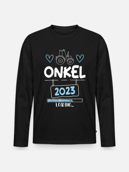 Onkel 2023 Loading - Männer Premium Bio Langarmshirt - Schwarz