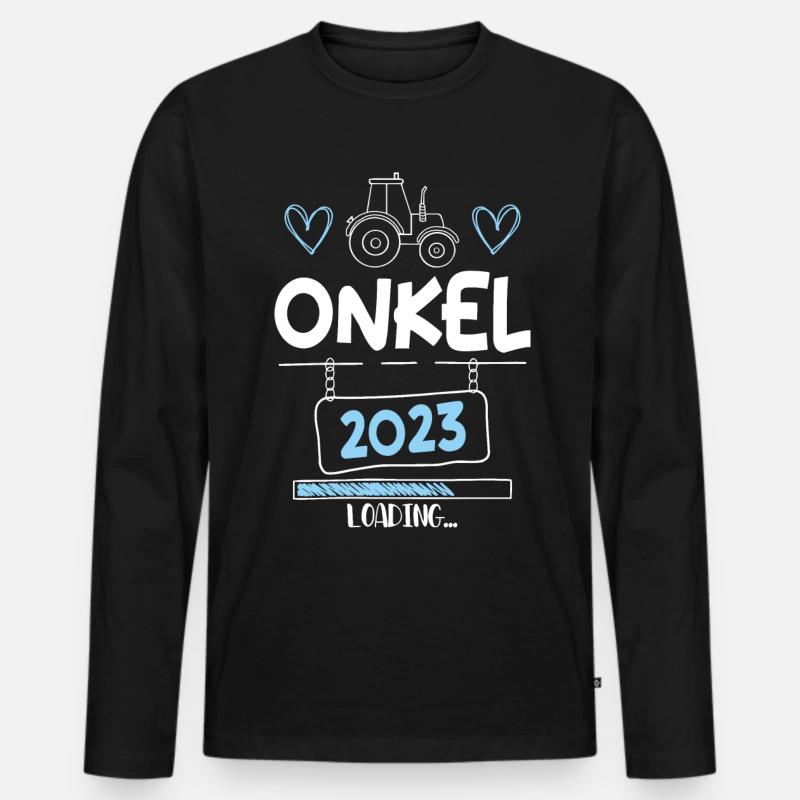 Onkel 2023 Loading - Männer Premium Bio Langarmshirt - Schwarz