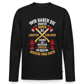 Feuerwehr große Hupen Lange Schläuche - Männer Premium Bio Langarmshirt - Schwarz - Vorne - Nico (187cm)