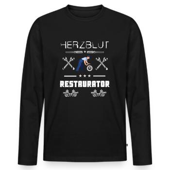 Herzblut Restaurator Mechaniker Schrauber Bastler - Männer Premium Bio Langarmshirt - Schwarz - Vorne - Nico (187cm)