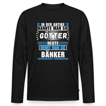 Les dieux dans l’Antiquité. Aujourd’hui banquier - T-shirt manches longues Premium bio Homme - noir - Devant - Nico (187cm)