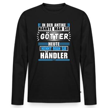 Les dieux dans l’Antiquité. Le concessionnaire d’aujourd’hui - T-shirt manches longues Premium bio Homme - noir - Devant - Nico (187cm)