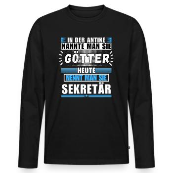 Les dieux dans l’Antiquité. Aujourd’hui secrétaire - T-shirt manches longues Premium bio Homme - noir - Devant - Nico (187cm)