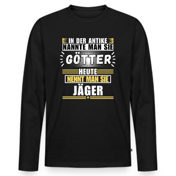 Dieux dans l'Antiquité. Aujourd'hui chasseur - T-shirt manches longues Premium bio Homme - noir - Devant - Nico (187cm)