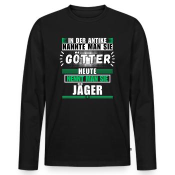 Dieux dans l'Antiquité. Aujourd'hui chasseur - T-shirt manches longues Premium bio Homme - noir - Devant - Nico (187cm)