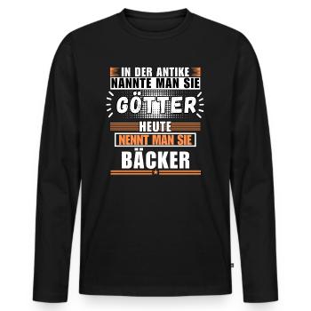 Les dieux dans l’Antiquité. Aujourd’hui boulanger - T-shirt manches longues Premium bio Homme - noir - Devant - Nico (187cm)