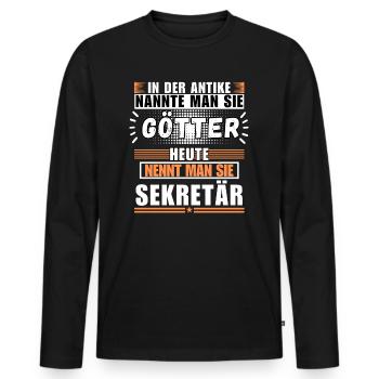 Les dieux dans l’Antiquité. Aujourd’hui secrétaire - T-shirt manches longues Premium bio Homme - noir - Devant - Nico (187cm)