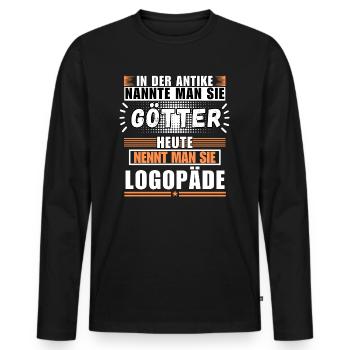 Gods in Antiquity. Today Speech Therapist - Men's Premium Organic Long Sleeve Shirt - black - Front - Nico (187cm)