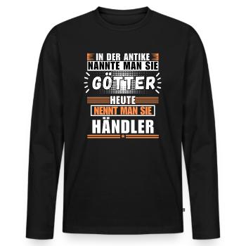 Les dieux dans l’Antiquité. Le concessionnaire d’aujourd’hui - T-shirt manches longues Premium bio Homme - noir - Devant - Nico (187cm)