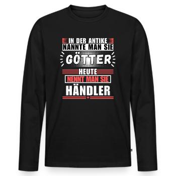 Les dieux dans l’Antiquité. Le concessionnaire d’aujourd’hui - T-shirt manches longues Premium bio Homme - noir - Devant - Nico (187cm)