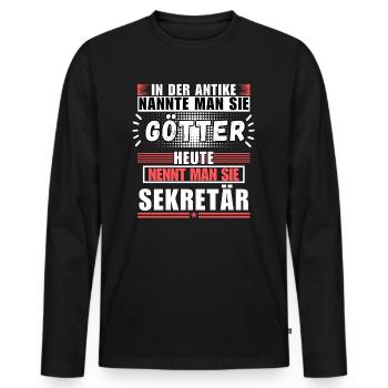 Gods in Antiquity. Today Secretary - Men's Premium Organic Long Sleeve Shirt - black - Front - Nico (187cm)