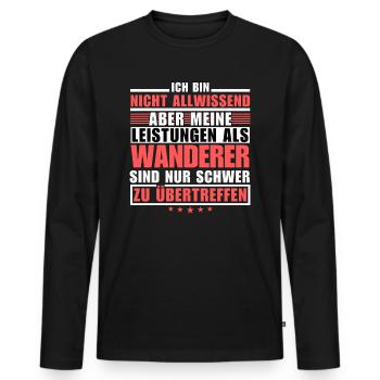 Unübertroffene Leistung als Wanderer - Männer Premium Bio Langarmshirt - Schwarz - Vorne - Nico (187cm)