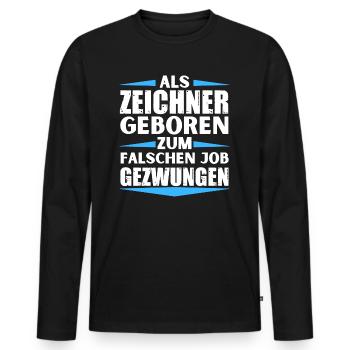 Le dessinateur a atterri dans le mauvais emploi - T-shirt manches longues Premium bio Homme - noir - Devant - Nico (187cm)