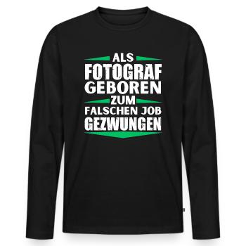 Fotograf im falschen Job gelandet - Männer Premium Bio Langarmshirt - Schwarz - Vorne - Nico (187cm)