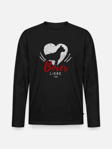 Boxer Liebe mit Herz - Männer Premium Bio Langarmshirt - Schwarz