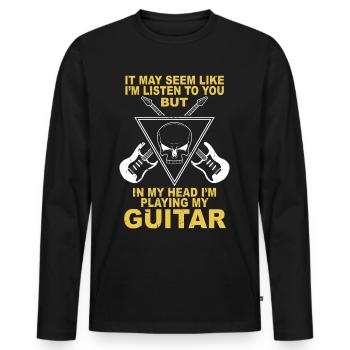 guitare - T-shirt manches longues Premium bio Homme - noir - Devant - Nico (187cm)